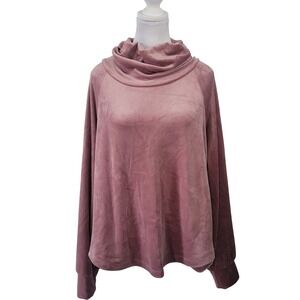Evereve Womens Cowl Neck Pullover Top‎ Dusty Rose Velvet Velour Size L